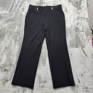 Anne Klein Pants Womens 1X Black Pull On Flare Leg Stretch Knit Office Career